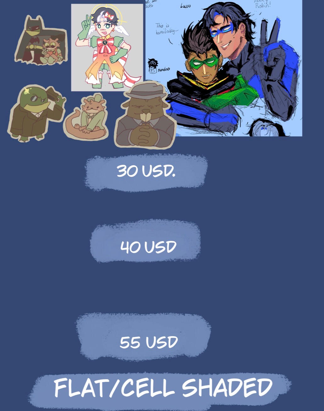 Bust-30USD, Torso-40USD, Full body-55USD